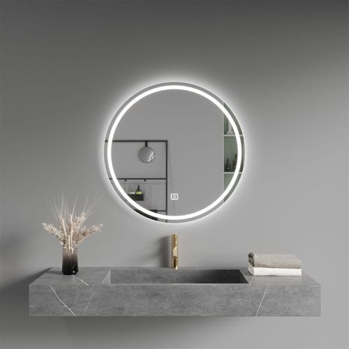 新款智能浴室圆镜带led灯触摸屏壁挂贴墙卫N生间化妆镜子发光圆镜