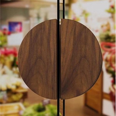 大门拉手新中式玻璃门拉手实木半圆形门把手服装店双开门拉手