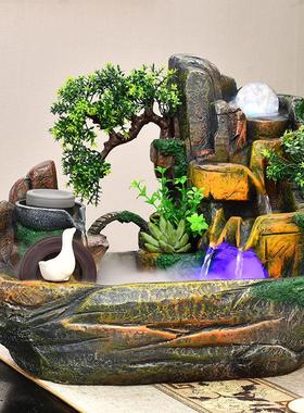 山流水招财喷摆件办H18023公室客厅装饰面循环水造景开桌 假业乔