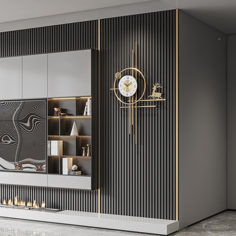 高级感钟表挂2钟2新中式客psk22111厅钟挂墙05新款家用创意简时约