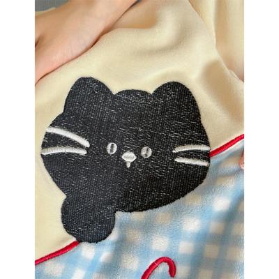 ins冬季毛球牛绒刺绣卡通蝴蝶奶结猫咪床1NDK上四件套瑚绒.5珊m1.