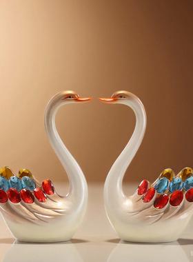 欧式晶水对天奢鹅一摆件客厅轻高档酒柜电视柜树脂NJH装饰品结婚