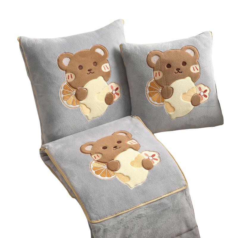 牛奶绒抱枕被子室用四季两汽车靠加枕毯子wz-0002二合一厚办公冬