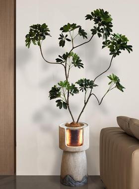 盆景循环流水泉轻奢地彷真造喷景假树彷生植绿装饰摆件室内BFY落