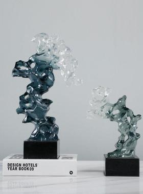 新中水晶石头摆GPY件轻奢假山客厅办公室文房艺式术太湖桌石装面