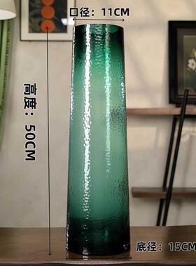 50CMT筒锤纹花瓶 | 加厚水晶玻璃绿色原色BLP-0021培料厅水百客龙
