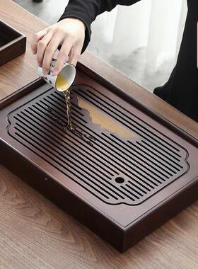 茶盘家用2025新款D332-3式简易托 托盘实茶具竹水长方形干泡小型