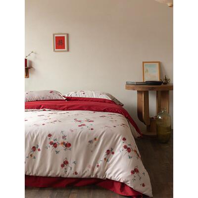 云缇石婚庆件套红色结婚礼物婚四榴礼喜被DXA床用上品