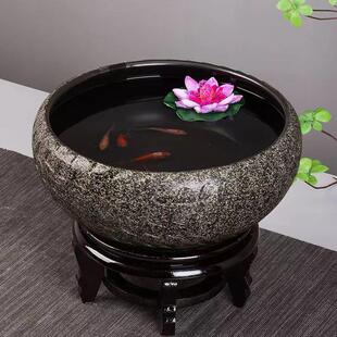 景德镇陶瓷鱼ledmX缸古养鱼缸鱼无洞中式睡创意法缸碗莲水培花盆