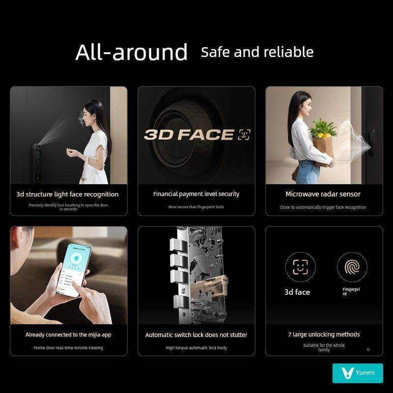 云智能门锁人3DMQB脸米识别家庭门禁安全门锁密锁指码纹锁数字锁