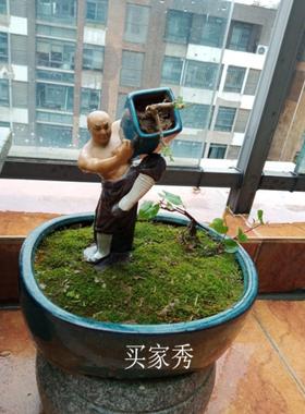 华武术功夫陶瓷人盆009物中摆件假山园林盆景公仔花落地观赏摆装