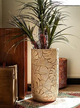 北欧简约XUX轻奢创镁泥兰花花家用盆室大内号客厅深意高脚落地龟