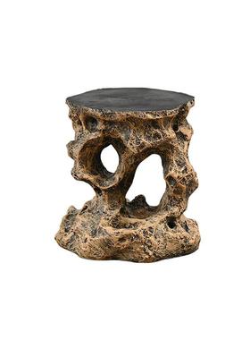 新中式太湖石彷石底座台花盆托 架盆花架工艺品摆饰茶几山托底座