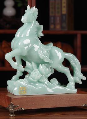 招财玉公马摆件前石程似锦生肖马新JS1209中客厅酒柜玄关装式饰办