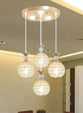 新款厅VEH水晶吊灯餐桌饭个厅时尚餐北欧覆式楼梯长性线吊灯超亮