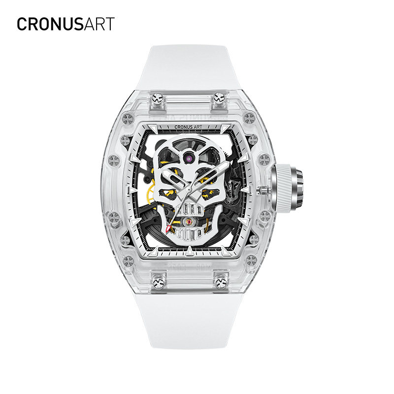 cronusart克洛斯蓝宝石镶钻骷髅男士男款手表潮流机械腕表