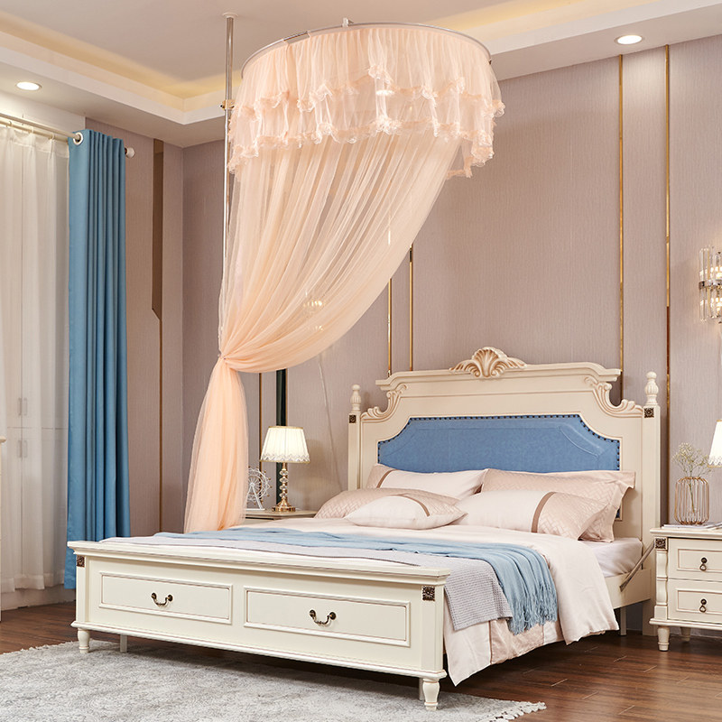 免装吊顶1.2米1.8m圆顶蚊帐公主落地式圆形宫廷蚊帐加密整体帐身