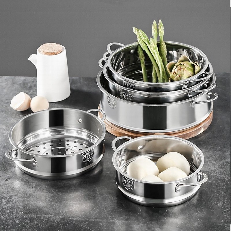 双耳蒸笼304不锈钢家用蒸锅配件加高加厚蒸屉蒸馒头包子神器蒸隔