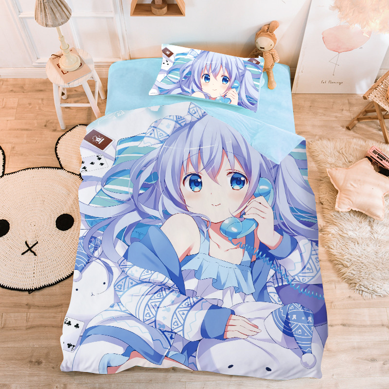 兰羽辰卡通动漫点兔磨毛四件套床单被套单人1.0m床女学生宿舍被单