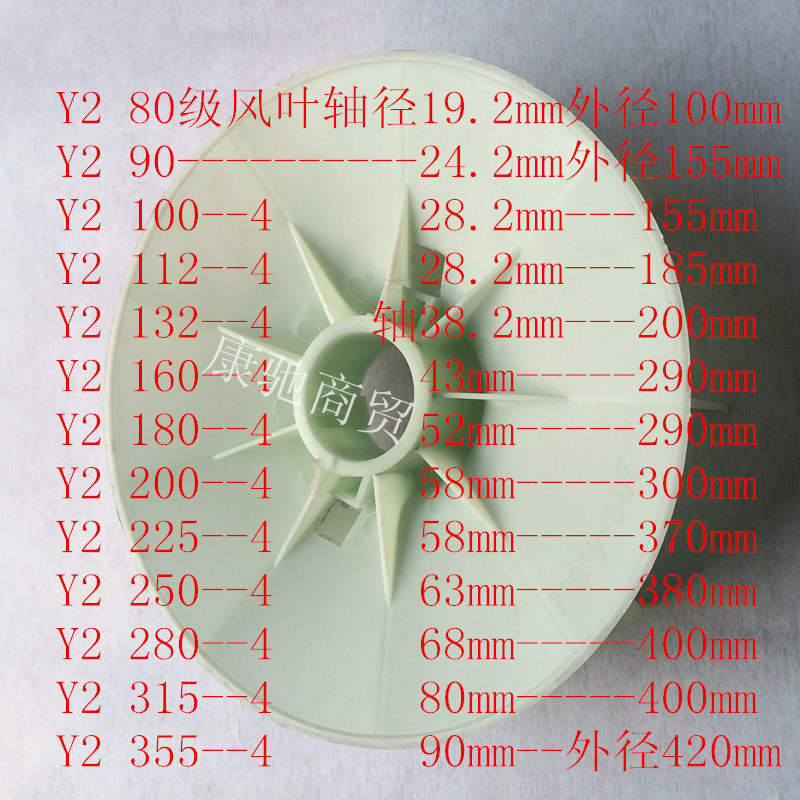 Y2电机风叶Y2-132Y2-160Y2-180Y2-200Y2-250Y2-315电动机塑料风扇