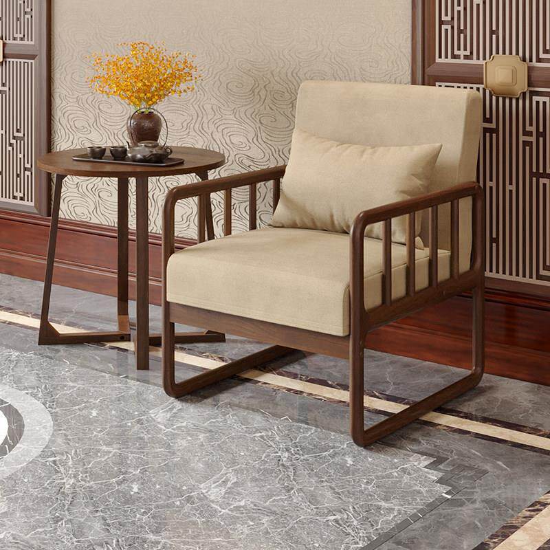 新中式单人沙发椅客厅阳台休闲 椅子小轻奢洽谈接待办公室桌椅组