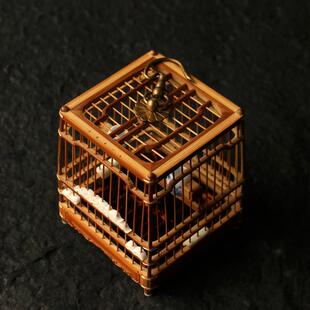 精品徽派名家李永攀纯手工制作方形老玉竹螽斯笼竹雕竹制蛐蛐笼子