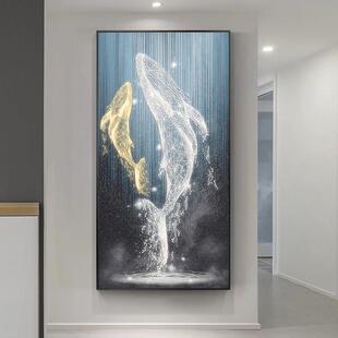 入户玄关装饰画 画过道走廊风景九鱼图壁画 画玄幻进门客厅墙上现