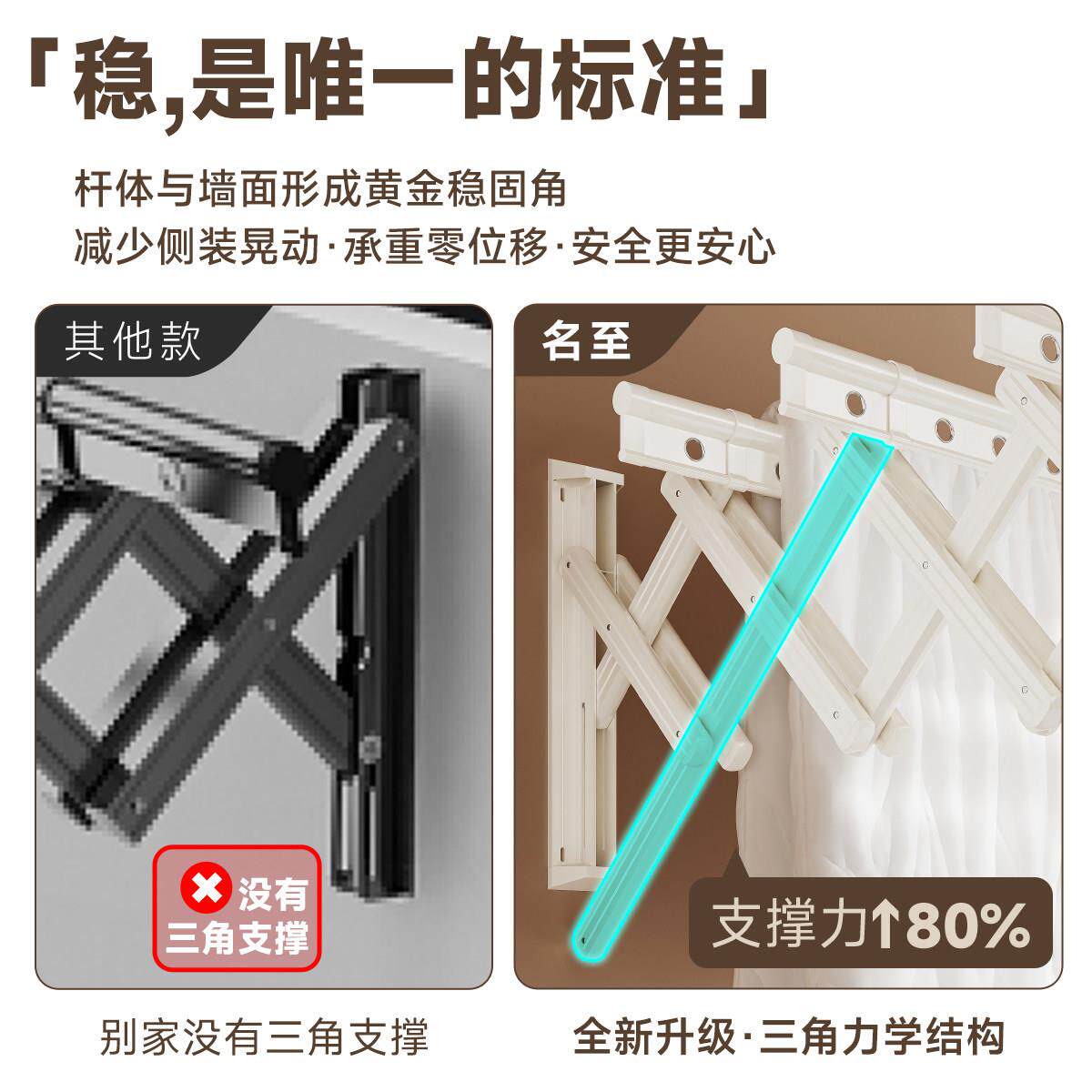 侧装晾衣架墙上固定式晾衣杆折叠推拉伸缩封窗室内阳台侧边晒衣架