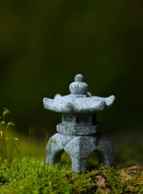中国树脂迷d你石灯花园盆景鱼缸微型景观装饰桌面石灯塔禅宗装饰