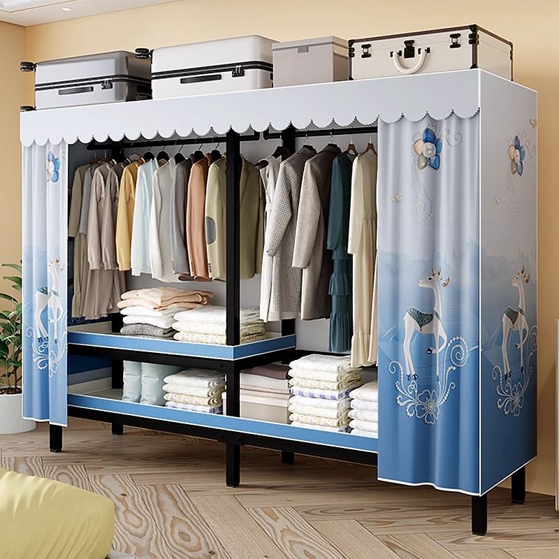 免安装衣柜全挂式折叠简易轻奢卧室布衣柜加粗加厚全钢架结实耐用