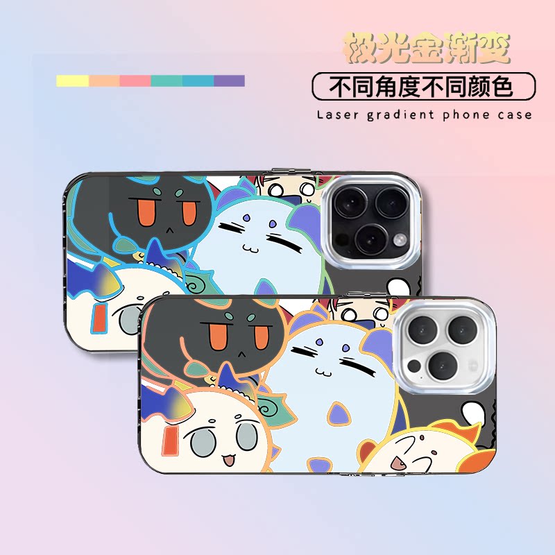 龙泡泡明日方舟新款适用苹果iphone华为荣耀VIVO小米红米OPPOIQOO真我一加轻磨砂全包防摔极光金渐变手机壳图片