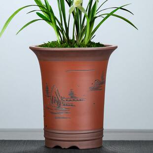 宜兴紫砂兰花花盆专用盆墨兰高春兰君子兰蕙兰花盆栽陶瓷大号清仓