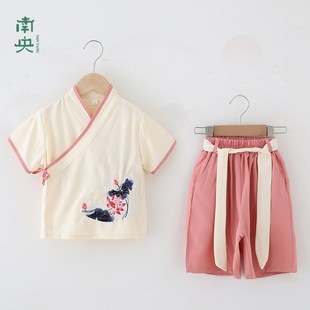 男童汉服夏季薄款儿童唐装中国风男孩复古短袖套装演出国学服夏天
