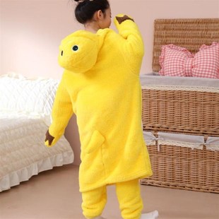 儿童款连体奶龙秋冬卡通动物睡衣法兰绒小奶龙家居服套装可爱加厚