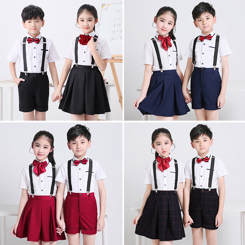 儿童大合唱服演出服中小学生校服表演服装男女朗诵背带裤长袖套装