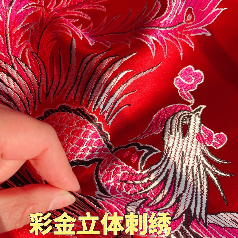 老式丝绸被套包边织锦软缎被罩绸缎大红结婚复古龙凤纯棉鸳鸯被面