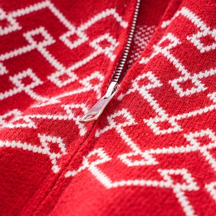 男女童针织开衫秋冬装2024新款儿童拉链衫毛衣红色外套毛线上衣潮