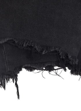 IDLT 毛边黑色牛仔短裤 夏季新款 黑色牛仔五分裤子中裤 水洗简约