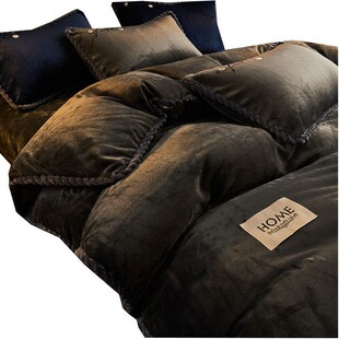 冬天盖的厚被子毛绒冬被带被套可拆洗珊瑚绒被芯加厚双单人宿舍男