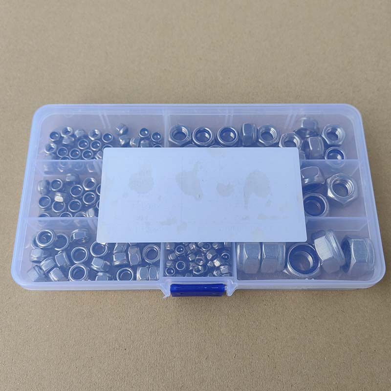 175pcs不锈钢六角防松自锁螺母防脱螺丝锁紧M3 M4 M5 M6 M8 M10