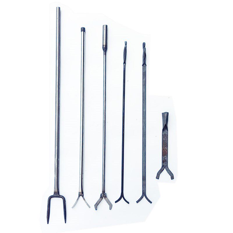 手工锻打火叉衣叉加长木柄两股铁叉二叉土灶用Y型叉子铁柄U型钢叉