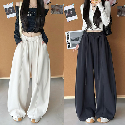 高腰抽绳弯刀裤女2025新款