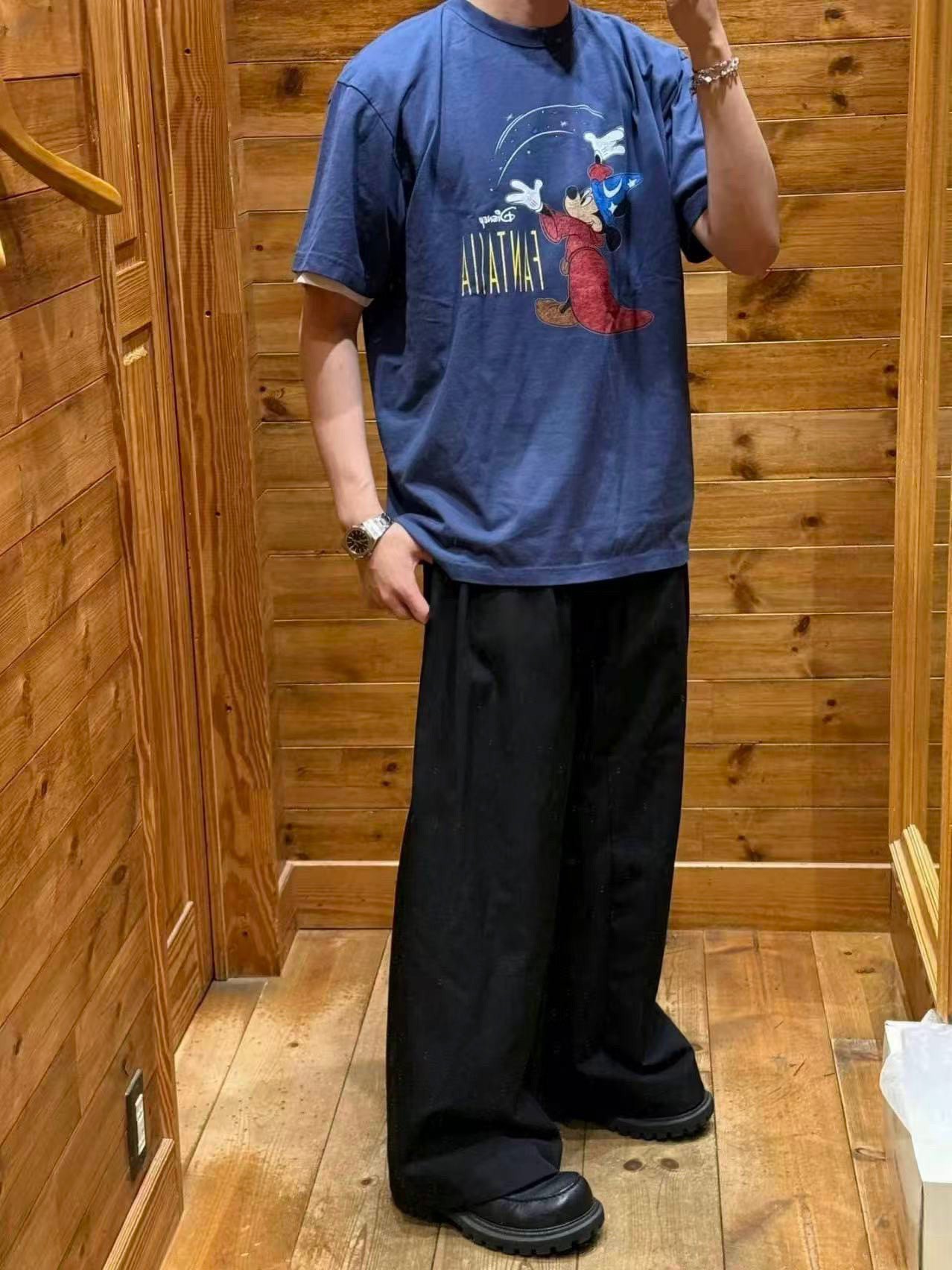 BEAMS 联名日系宽松纯棉米奇复古做旧水洗短袖T恤男女同款
