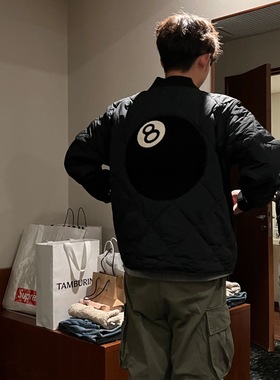MADLAB S家Billiard 8 Ball MA1黑8桌球台球棉服夹克外套菱形棉衣