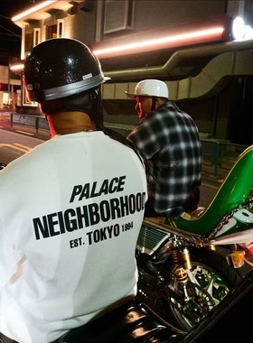 Palace x NBHD联名限定款重磅华夫格亨利长袖印花短袖T恤宽松休闲