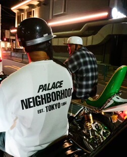 Palace x NBHD联名限定款重磅华夫格亨利长袖印花短袖T恤宽松休闲