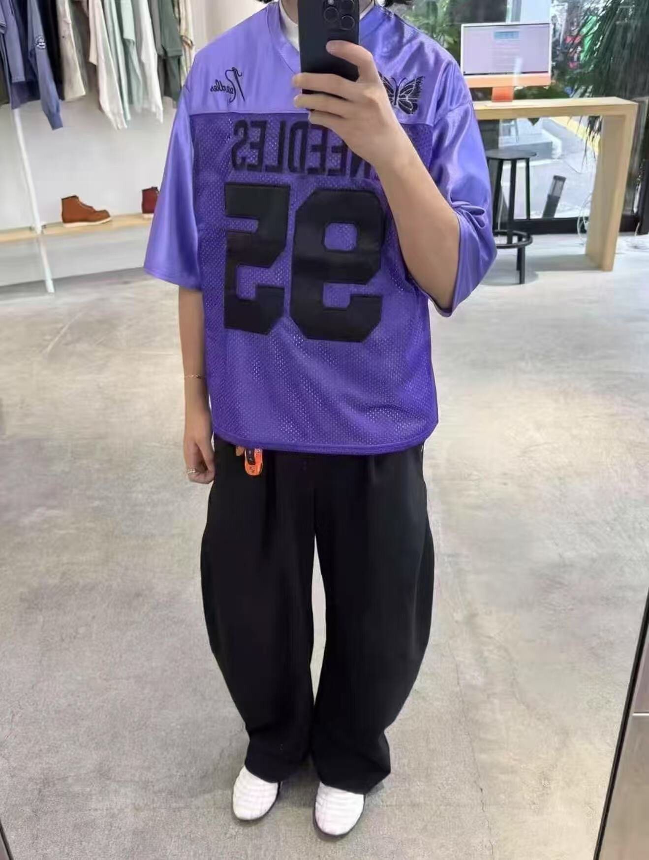 Needles BEAMS联名蝴蝶大字母球衣短袖情侣球衣T恤宽松vibe风男女
