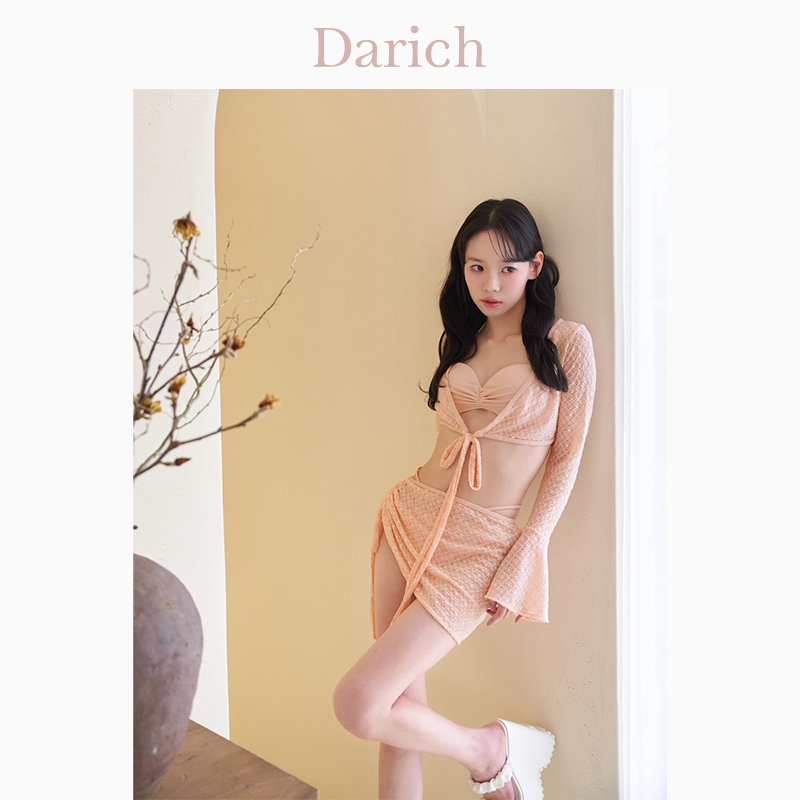 Darich甜美比基尼蕾丝抽绳系带罩衫多穿泳衣