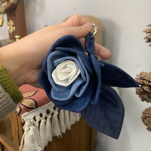 创意手工牛仔玫瑰花挂件车饰包包布艺挂饰情侣女生钥匙扣生日礼物
