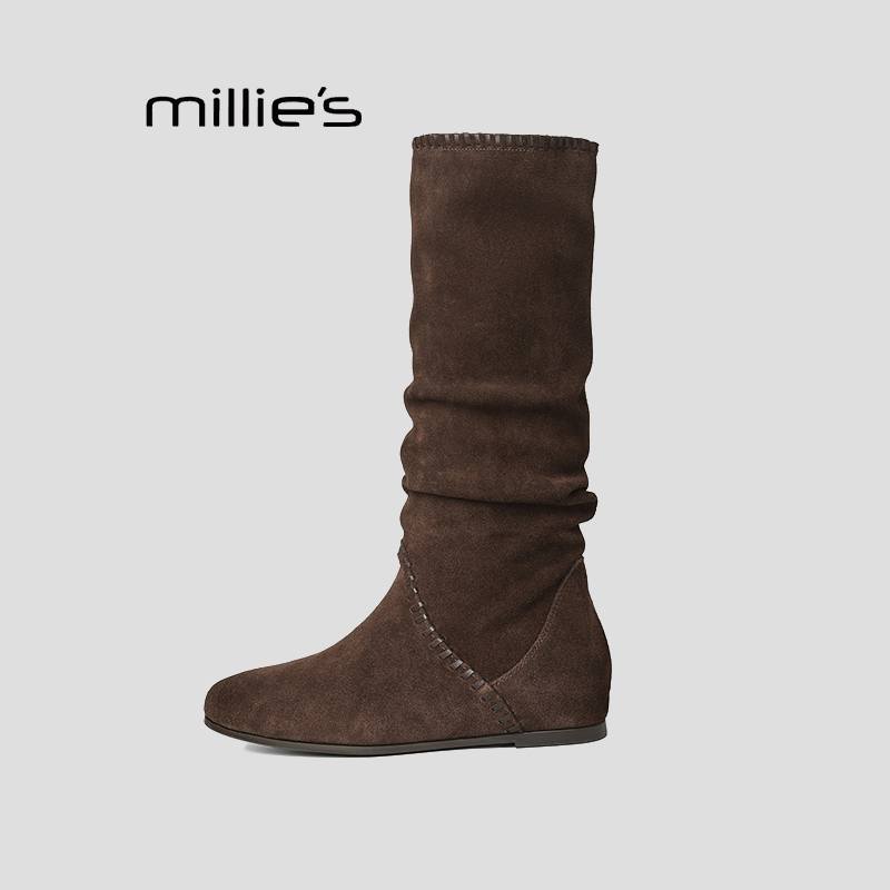 MILLIE'S/妙丽真皮长筒切尔西靴